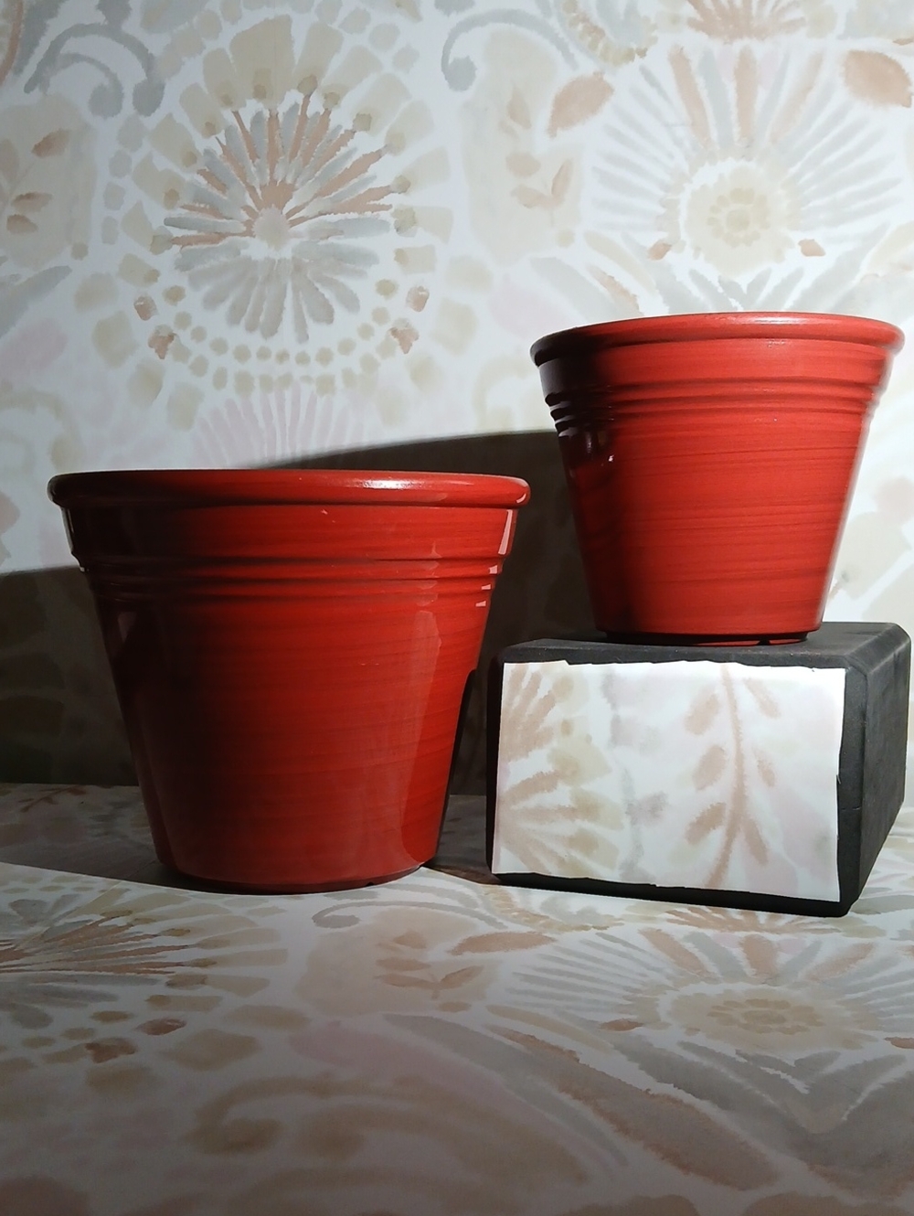 Red Ceramic Like  Plant Pot - Unbranded